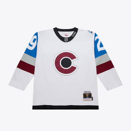Men's Mitchell & Ness Nhl White Jersey Avalanche 2016 Nathan Mackinnon