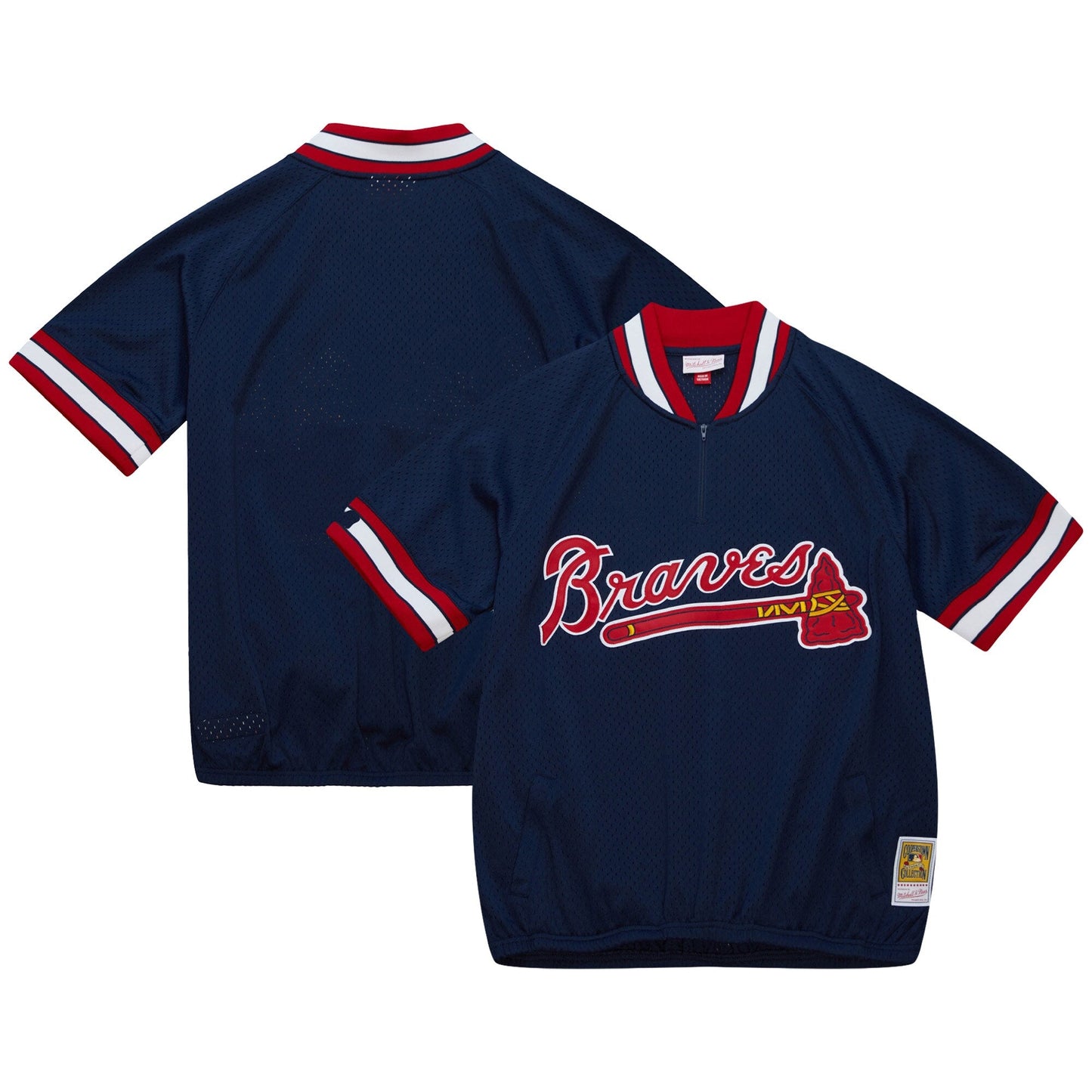 Men's Mitchell & Ness MLB Authentic Bp Jersey - 1/4 Zip Braves 1991