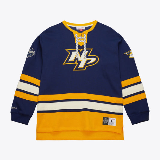Men's Mitchell & Ness Nhl Heritage Lace-Up Crew Current Logo Predators