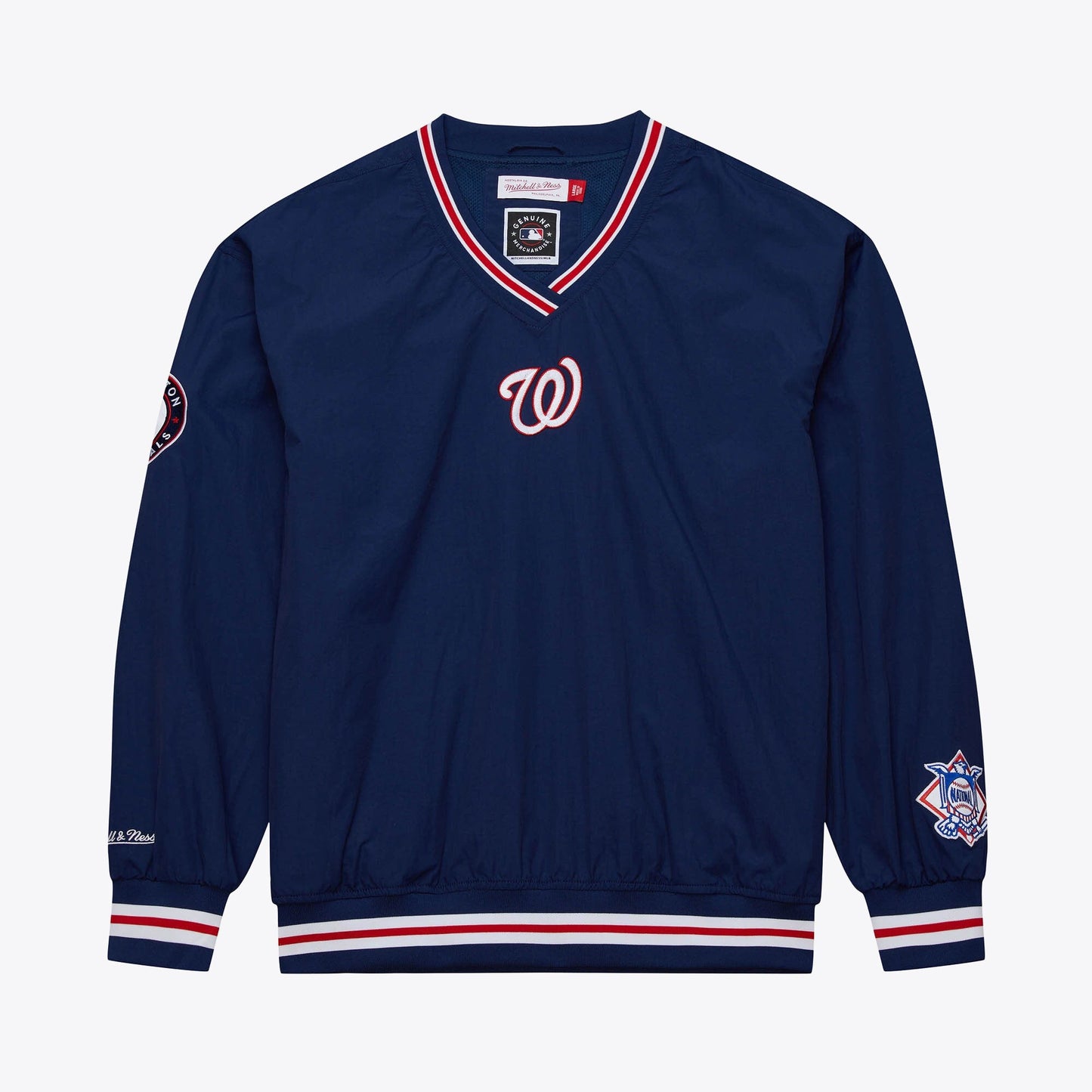 Mitchell & Ness Men's MLB Classic Nylon Pullover Current Logo Nationals Pullovers