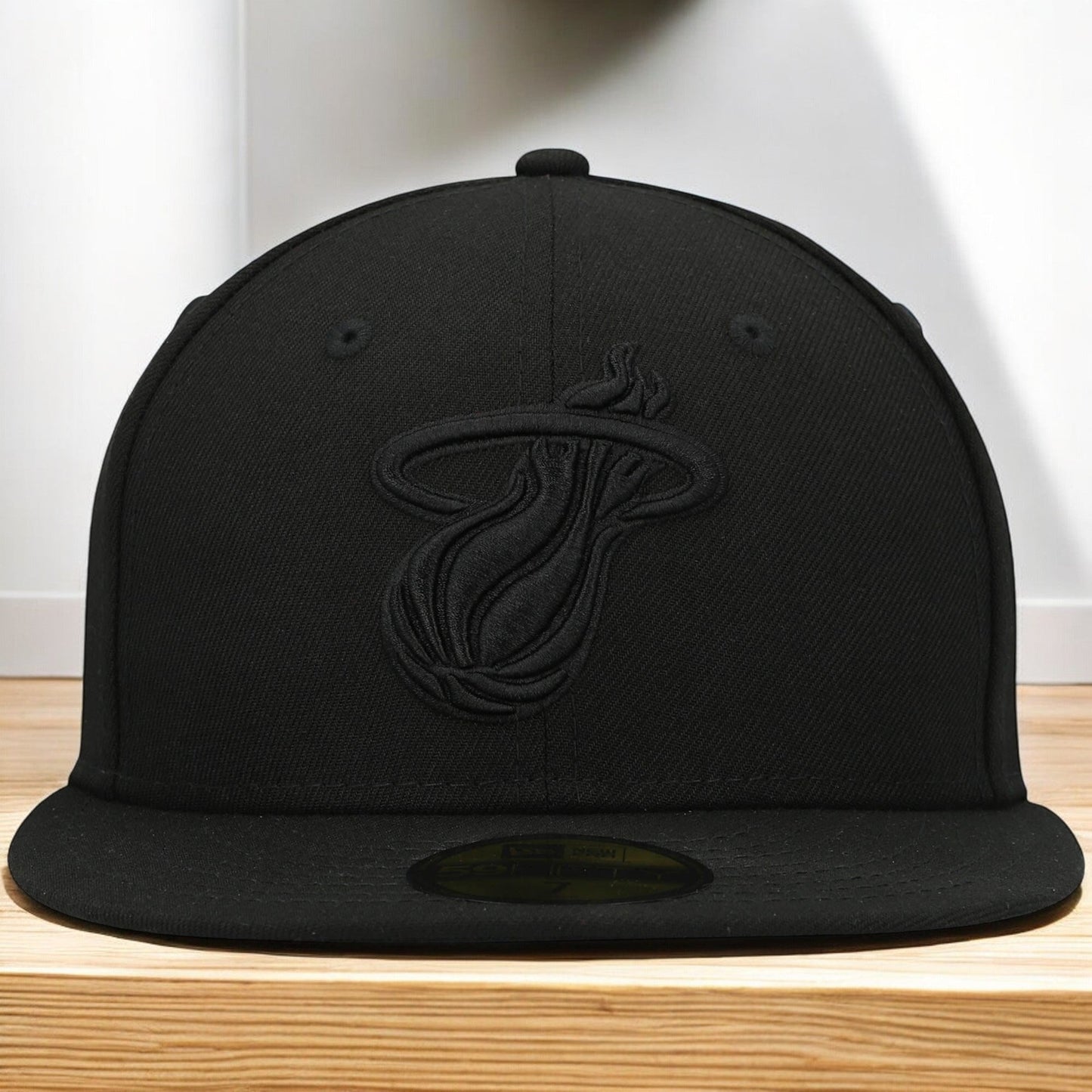 Men's New Era NBA 5950 Black On Black Fitted - Miami Heat