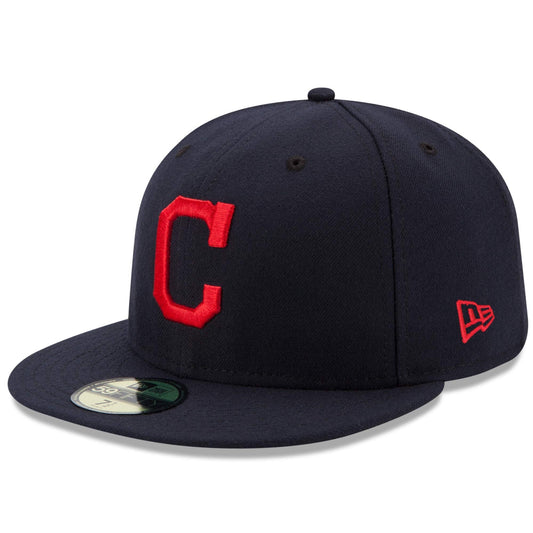Men's New Era MLB Cleveland Indians 5950 Ac Perf Fitted - Navy/Red