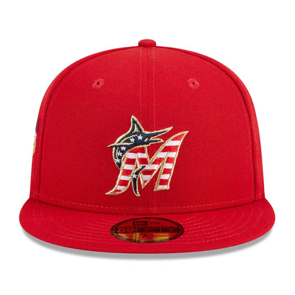 New Era Men's MLB Miami Marlins 5950 July 4Th Fitted Red