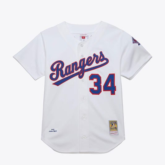 Men's Mitchell & Ness MLB White Jersey Rangers 1993 Nolan Ryan