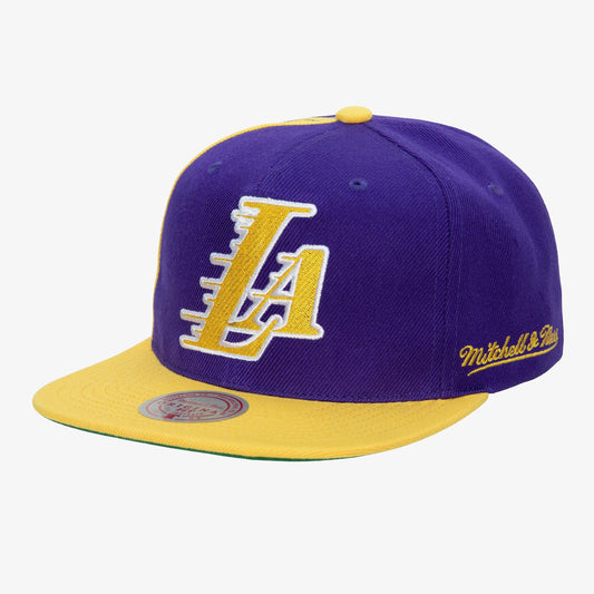 Men's Mitchell & Ness NBA Rear Script Deadstock Snapback Lakers - Purple-Gold
