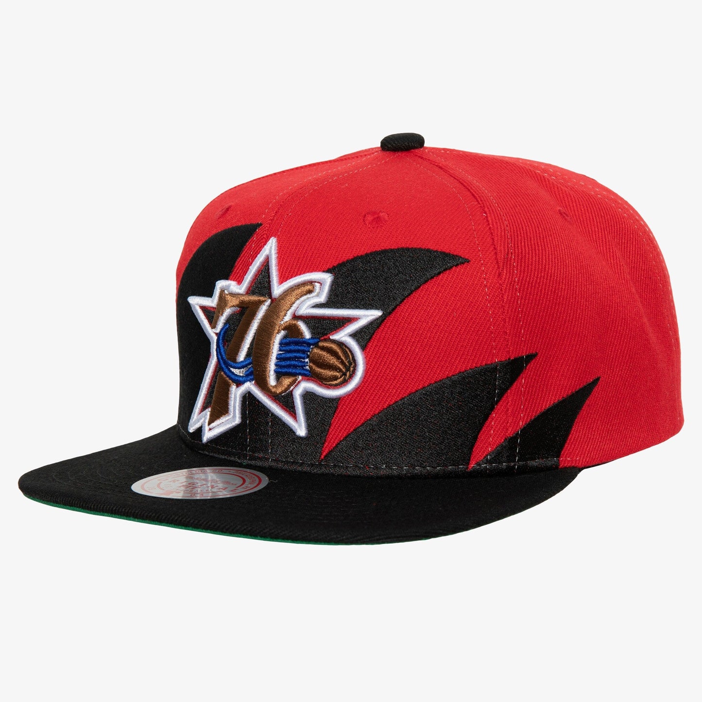 Men's Mitchell & Ness NBA Sharktooth Snapback Hwc 76Ers - Black-Red