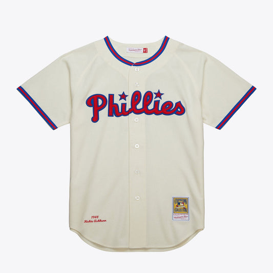Men's Mitchell & Ness MLB Cream Jersey Phillies 1948 Richie Ashburn