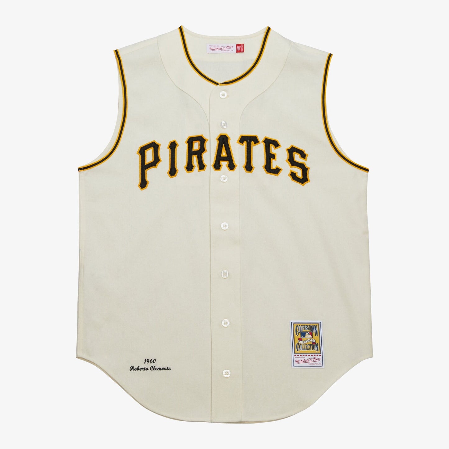 Mitchell & Ness Men's MLB Cream Vest Pirates 1960 Roberto Clemente