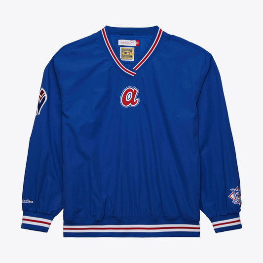 Men's Mitchell & Ness MLB Classic Nylon Pullover Vintage Logo Braves