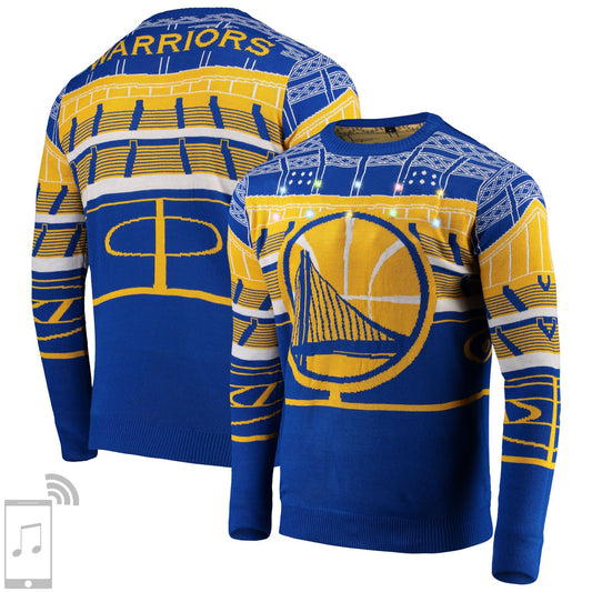Foco Men's NBA Gs Warriors Bluetooth Light Up Ugly Sweater