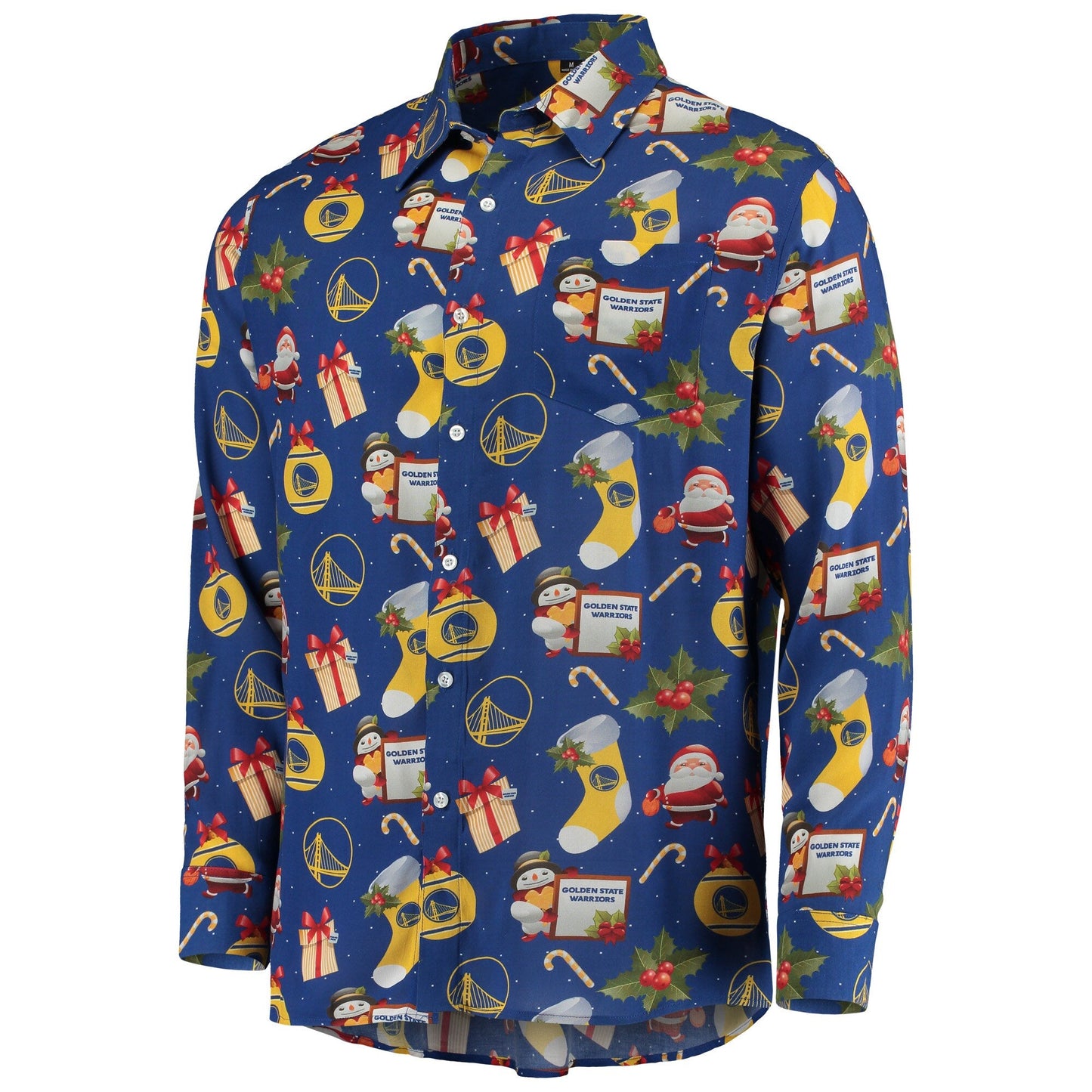 Foco Men's NBA Gs Warriors Floral Winter Ls Button-Up Shirt