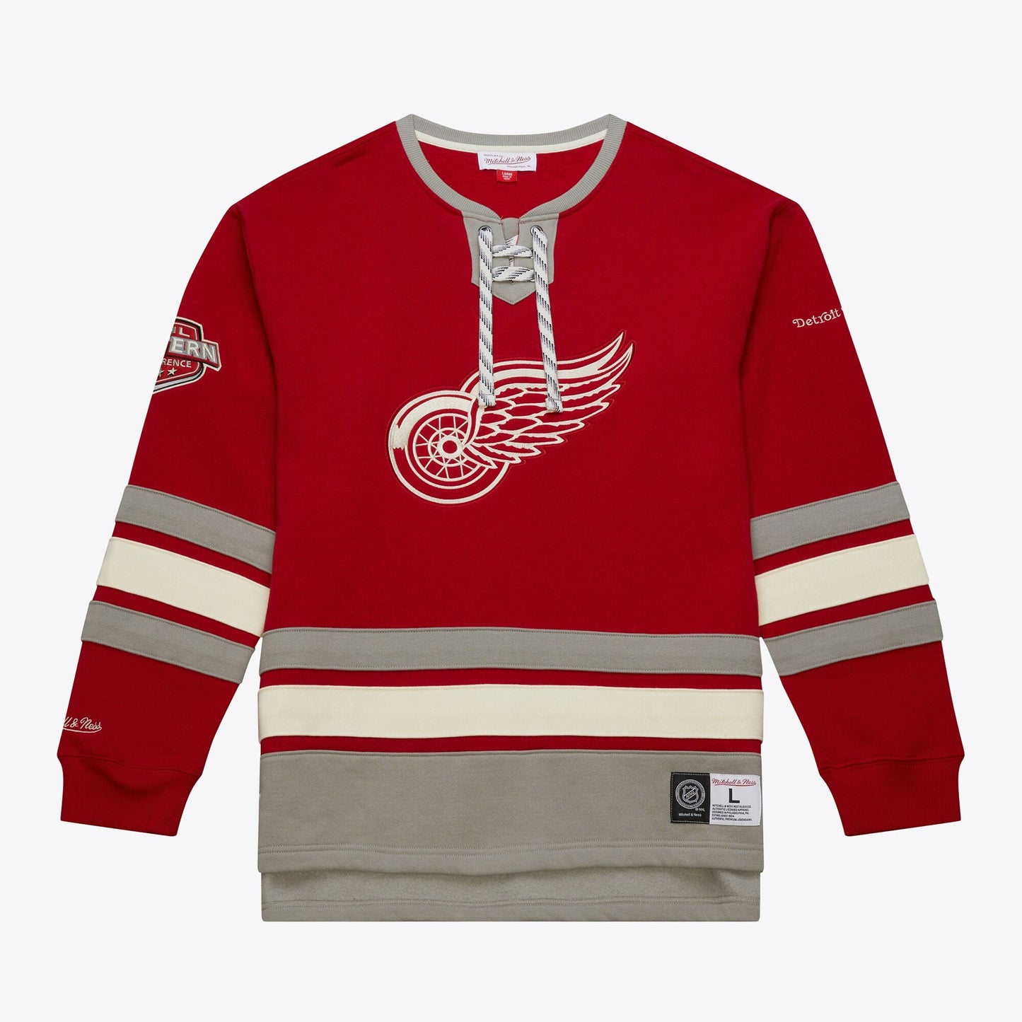 Mitchell & Ness Men's NHL Heritage Lace-Up Crew Current Logo Red Wings