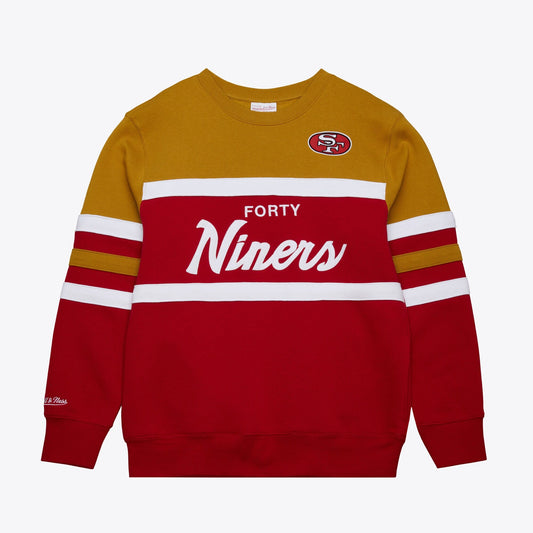 Mitchell & Ness Men's NFL Head Coach Fleece Crew Vintage Logo 49Ers
