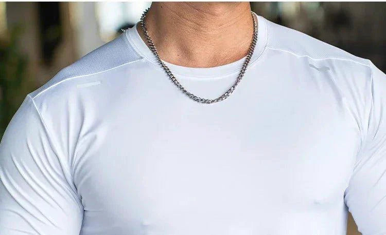 Men's Sports Fitness Long Sleeve Outdoor Badminton Quick Dry Training Shirt Casual Thin Running Top Bodybuilding Sportswear
