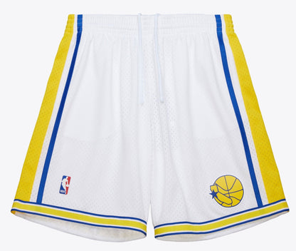 Mitchell & Ness Men's NBA White Shorts Warriors 1990