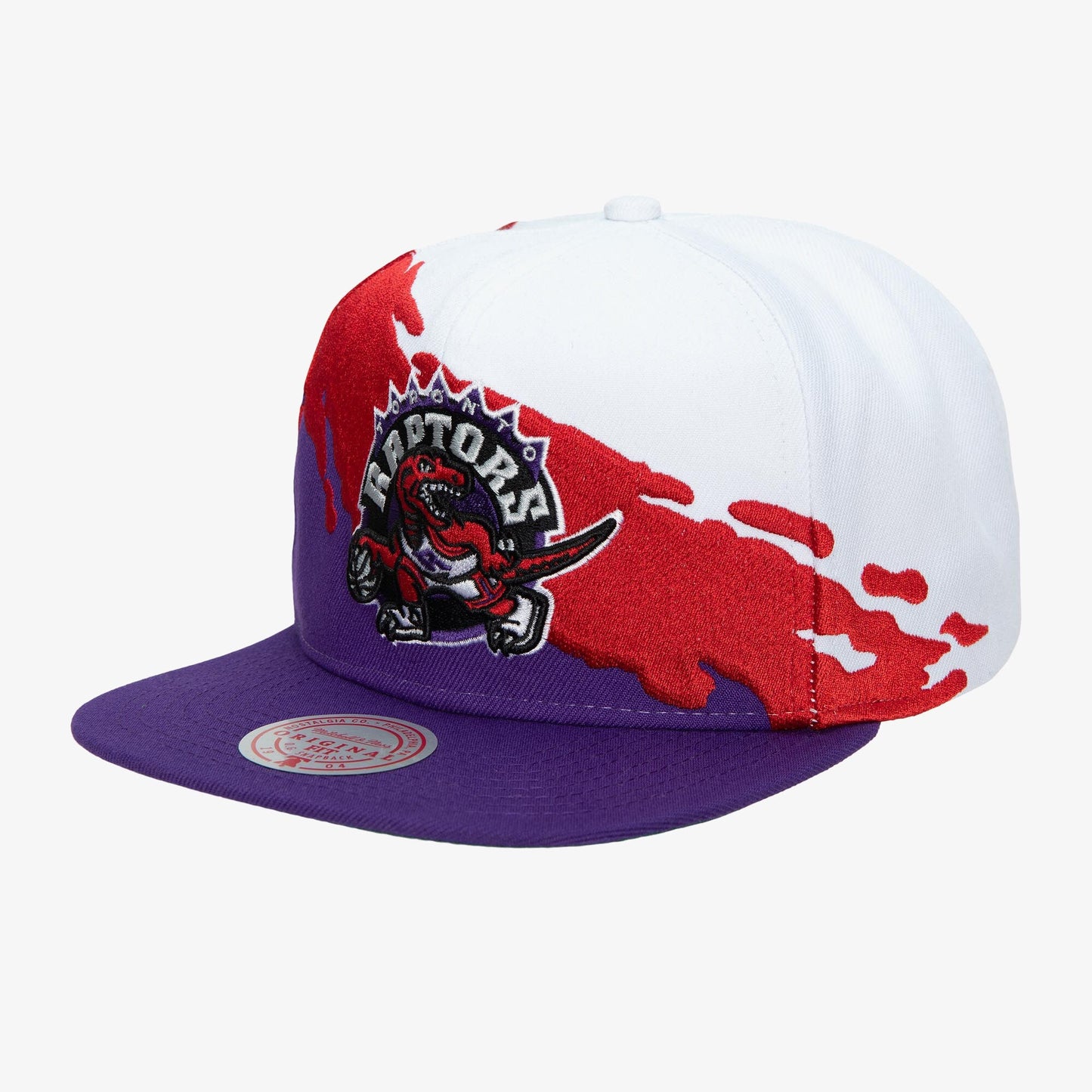 Men's Mitchell & Ness NBA Paintbrush Snapback Hwc Raptors - White-Purple