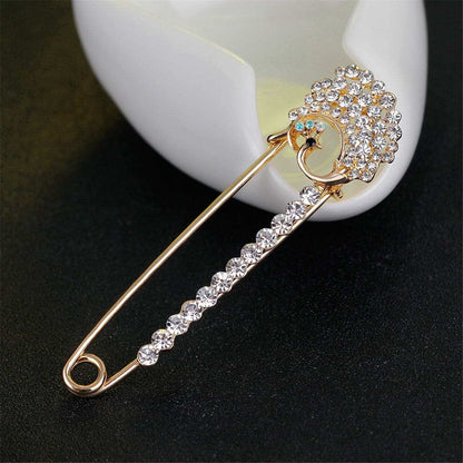 Cubic Zirconia & Goldtone Pin Brooch-2