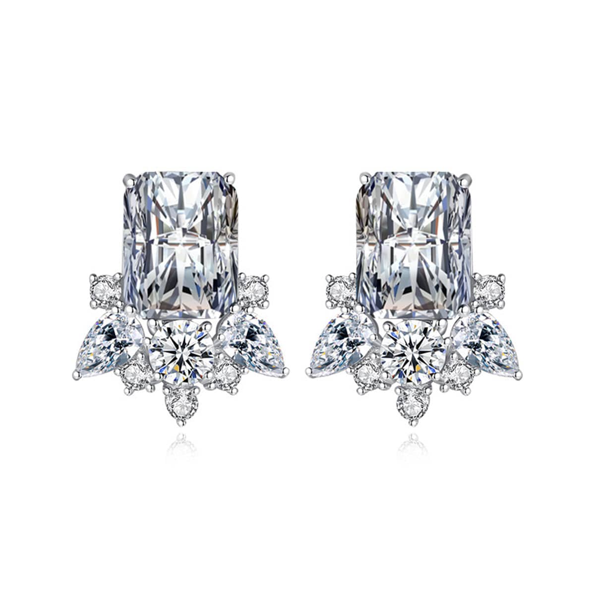 Clear Crystal & Cubic Zirconia Radiant Stud Earrings
