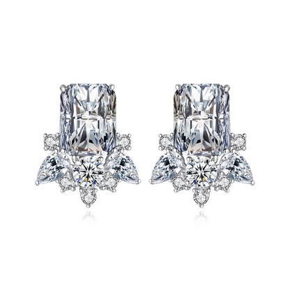 Clear Crystal & Cubic Zirconia Radiant Stud Earrings