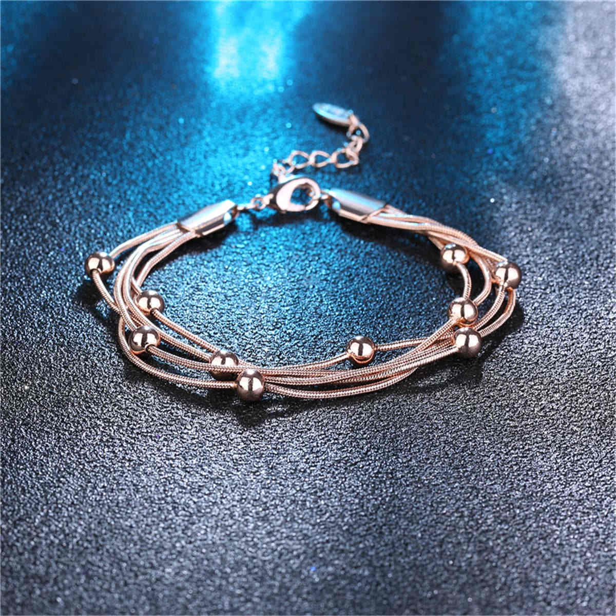 Rose Goldtone Bead Bracelet
