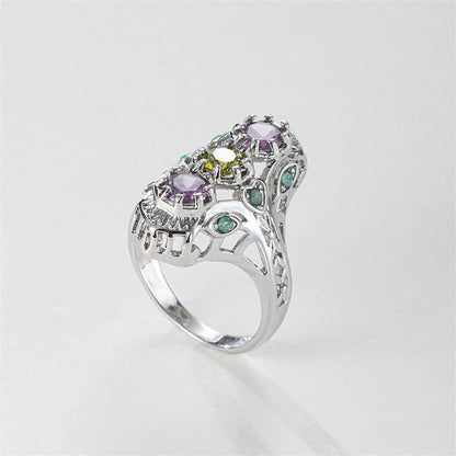 Pink & Yellow Crystal Cubic Zirconia-Accent Openwork Round-Cut Ring-3
