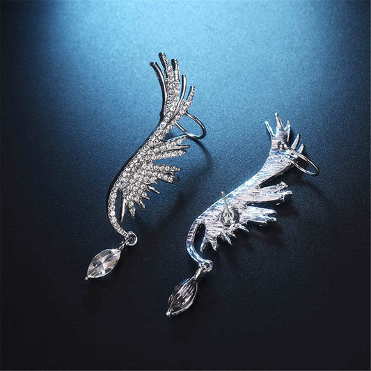 Cubic Zirconia & Crystal Wing Ear Climbers
