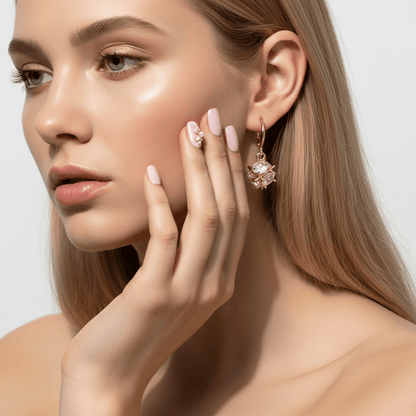 Pink Crystal & Goldtone Ball Huggie Earrings