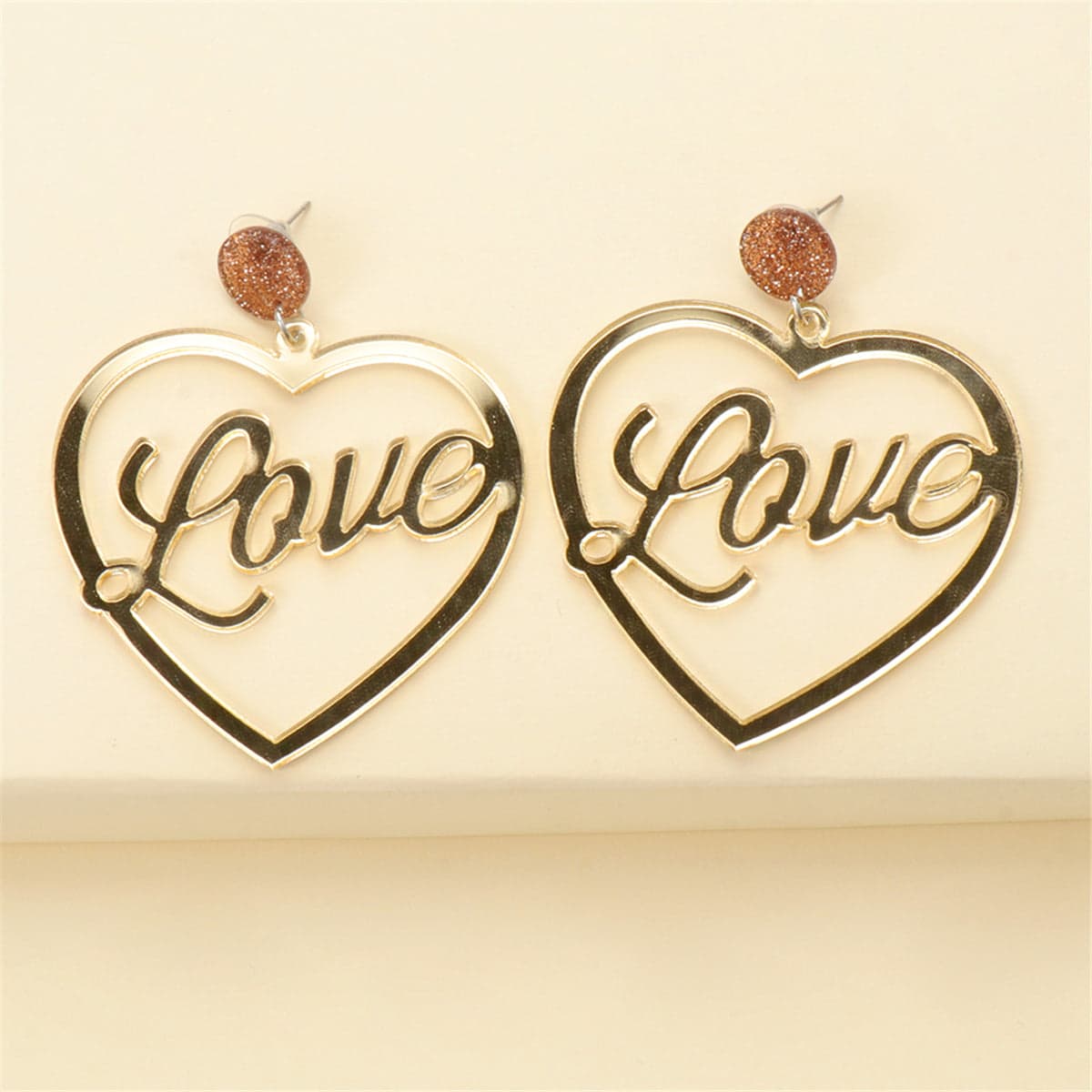 Silvertone 'Love' Drop Earrings