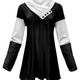 Black White Colorblock Button Sleeve