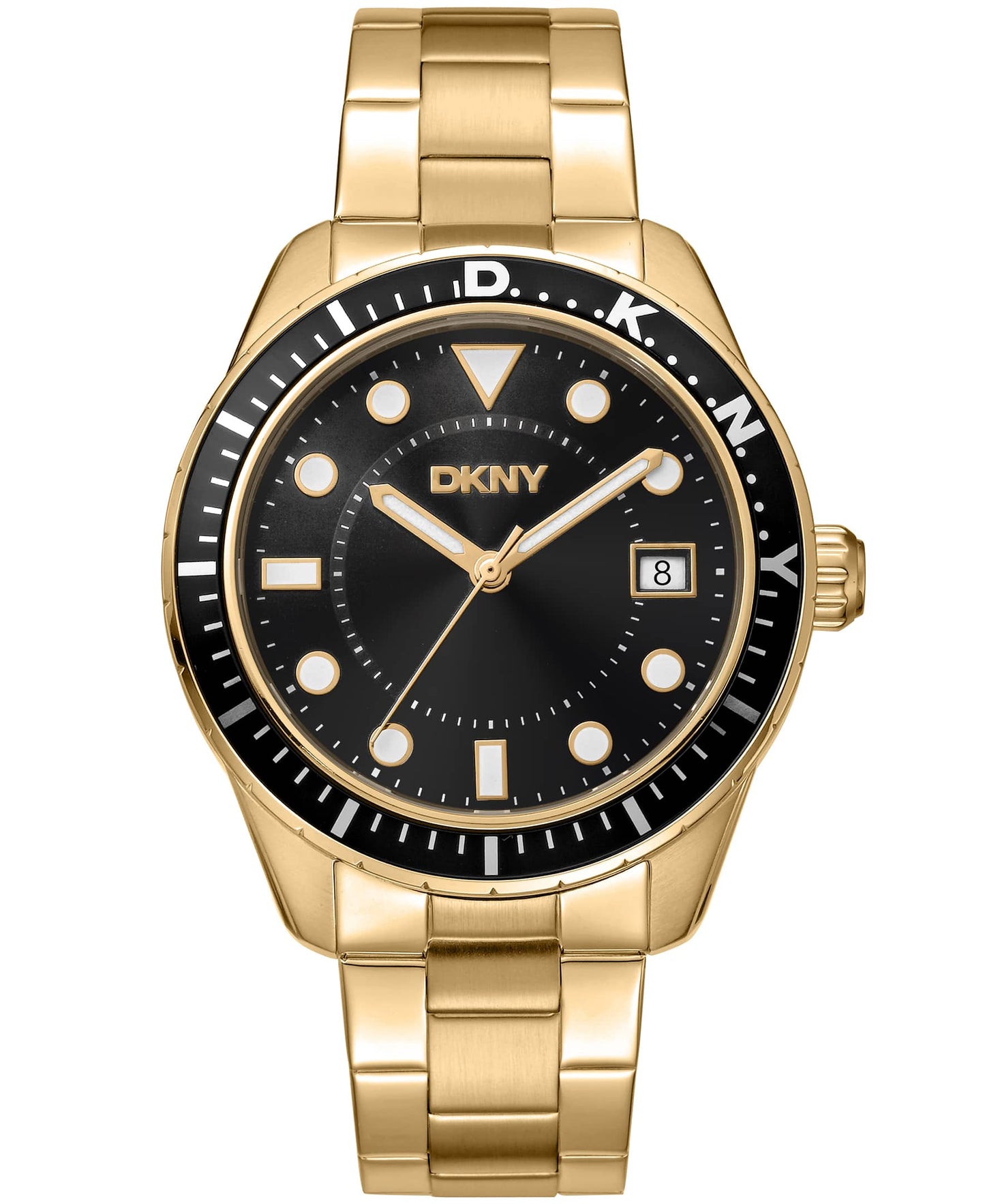 Dkny Men Watch, Gold Color Case, Black Dial, Gold Color Metal Bracelet, 3 Hands Date, 10 Atm-3