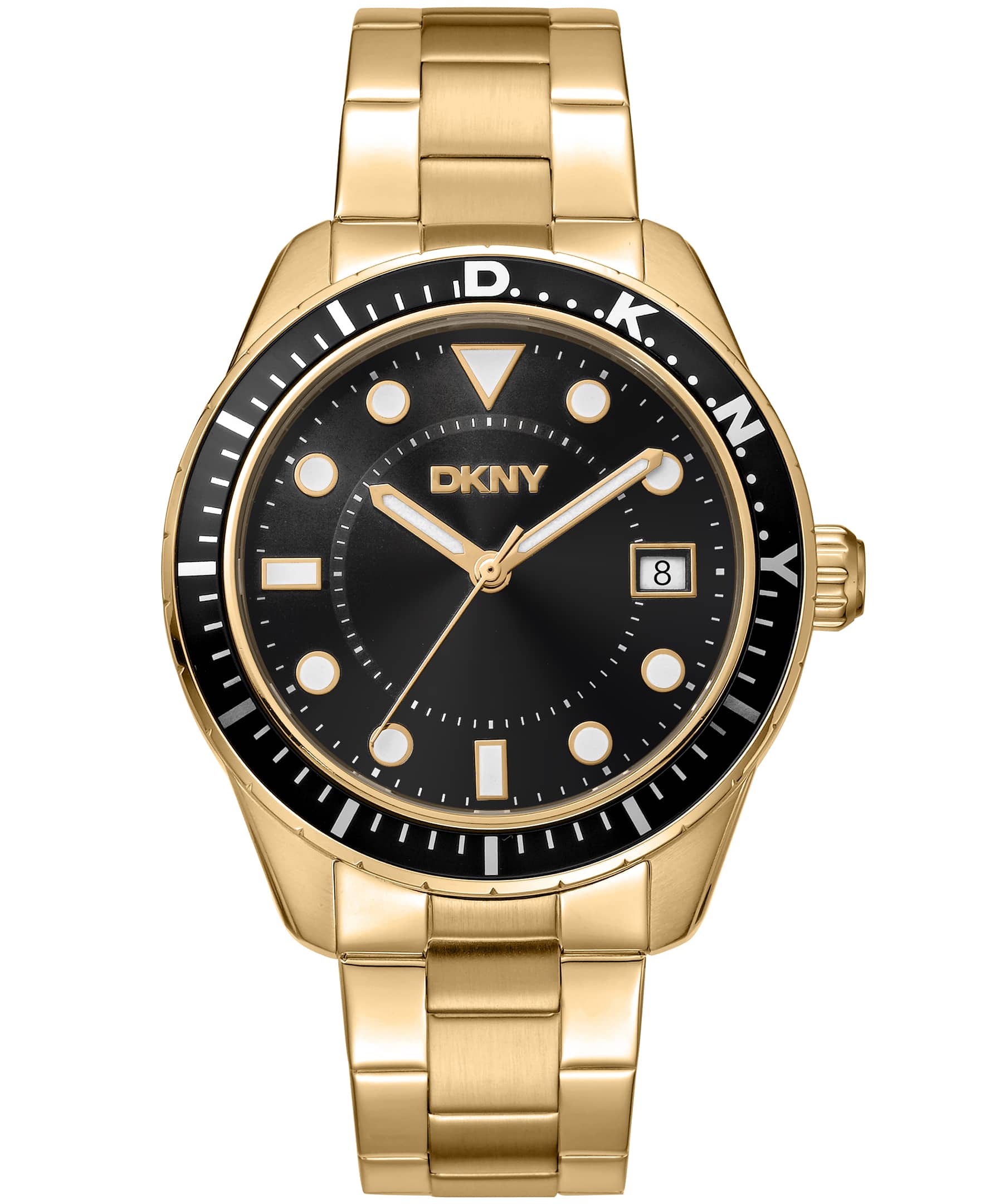 Dkny Men Watch, Gold Color Case, Black Dial, Gold Color Metal Bracelet, 3 Hands Date, 10 Atm-3