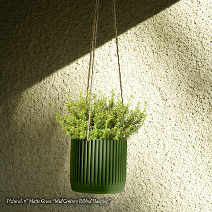 Mid Century Ribbed Hanging Plant Pots