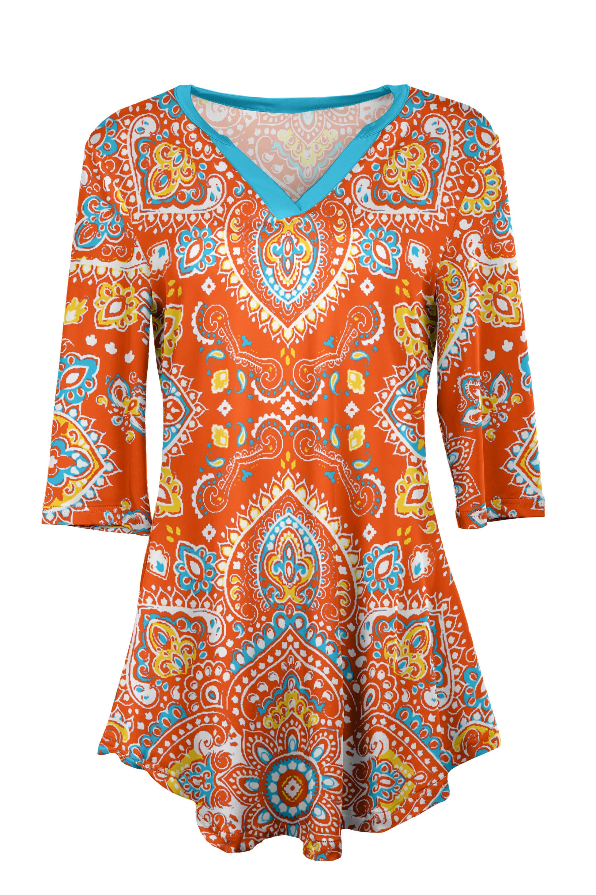 Aqua Orange Paisley Medallion-