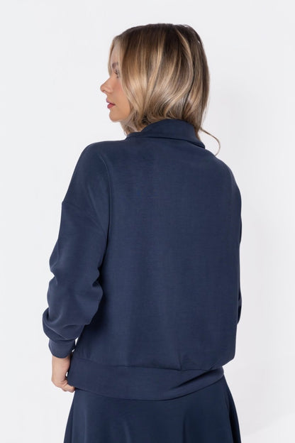 Mina Half Zip Top (Navy)