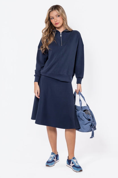 Mina Half Zip Top (Navy)