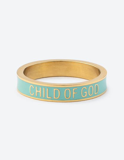 Elevated Faith Mint Enamel Child of God Ring
