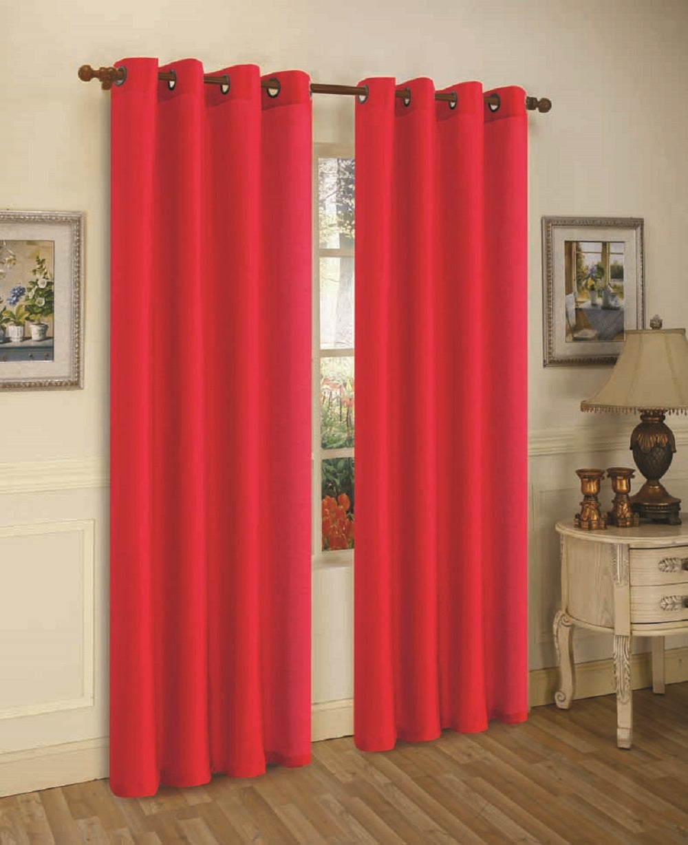 J&V TEXTILES 2 Panels Solid Grommet Faux Silk Window Curtain Drapes Treatment in 84" Length