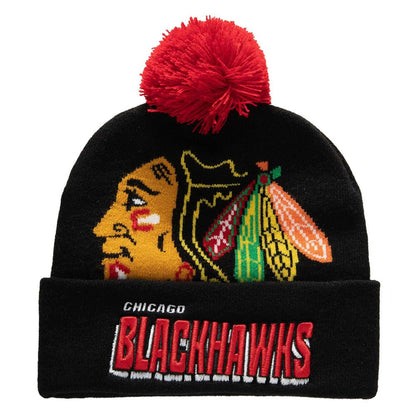 Mitchell & Ness Men's NHL Punch Out Pom Knit Blackhawks Knit Hat