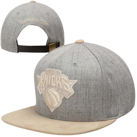 Men's Mitchell & Ness NBA New York Knicks Heather Suede Two-Tone Adjustable Hat