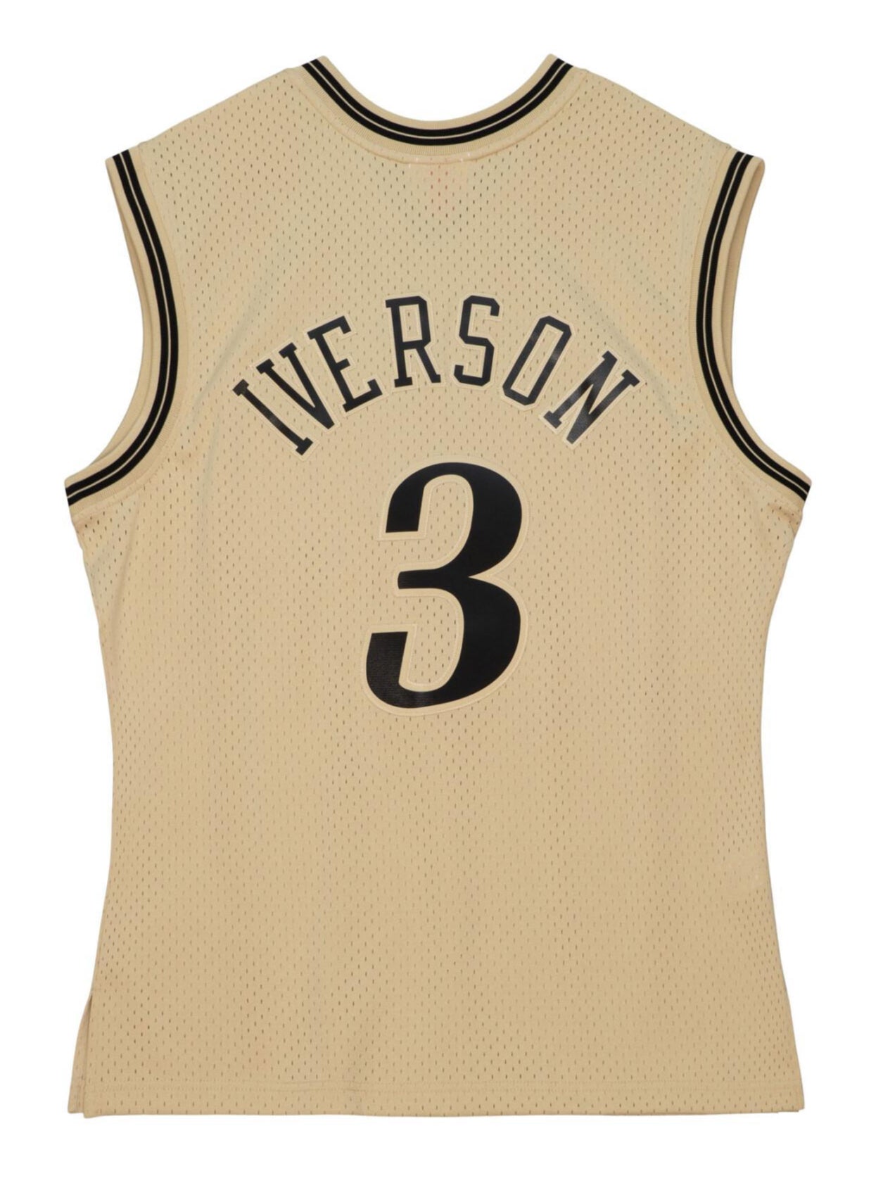 Men's Mitchell & Ness Khaki Black Swingman Jersey 76Ers 2000 Allen Iverson
