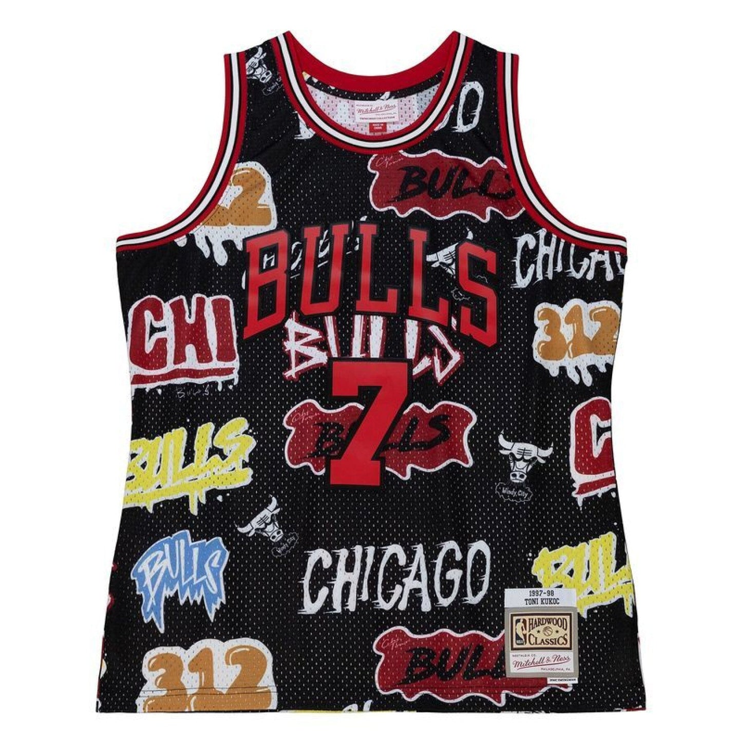 Men's Mitchell & Ness Slap Sticker Swingman Jersey Bulls 1997 Toni Kukoc