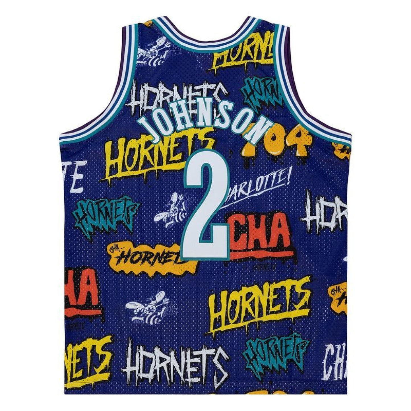 Mitchell & Ness Men's Slap Sticker Swingman Jersey Hornets 1994 Larry Johnson Jerseys