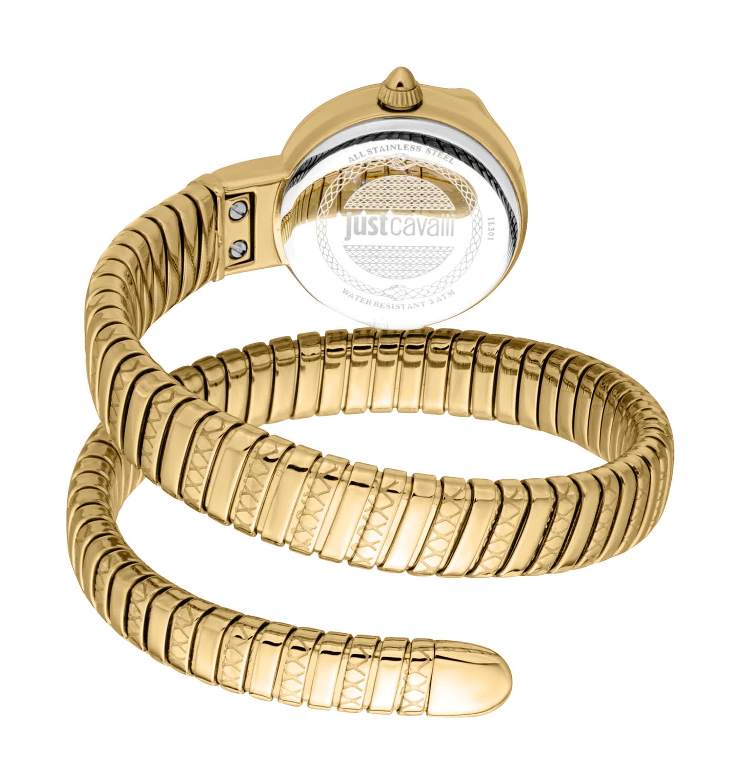 Jc1l301m0025 Just Cavalli Cerchio Snake Women’s Gold Snake Watch with Silver Dial