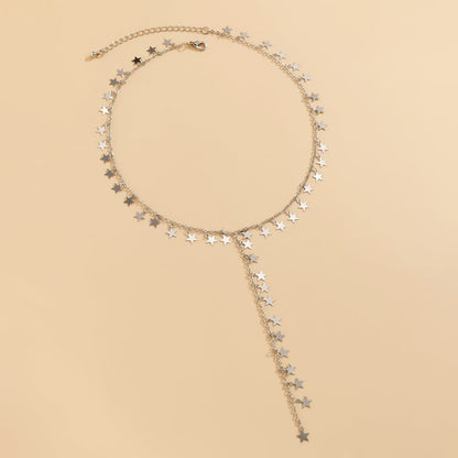 Silvertone Star Drop Necklace