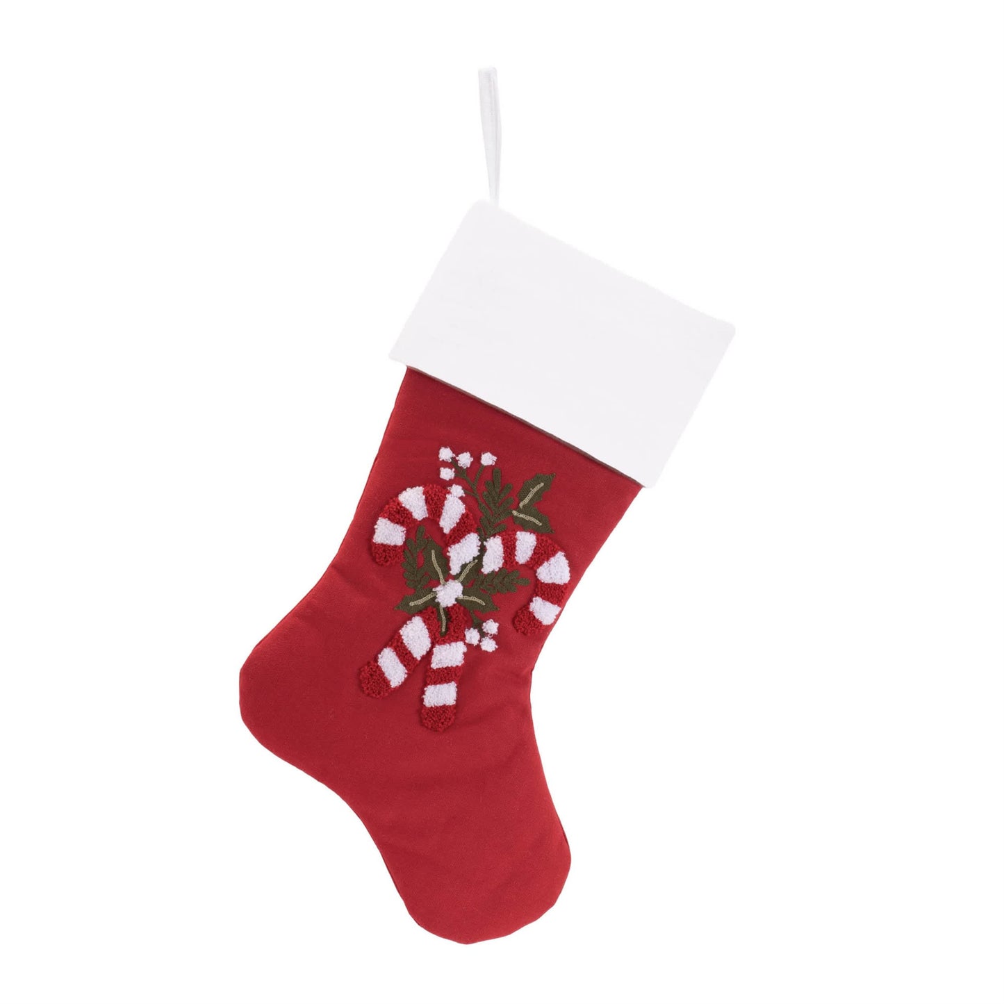 Melrose International Embroidered Candy Cane Stocking (Set of 2)