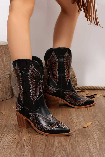 Threaded Pear Mackenzie Western Eagle Embroidered Faux Leather Boots