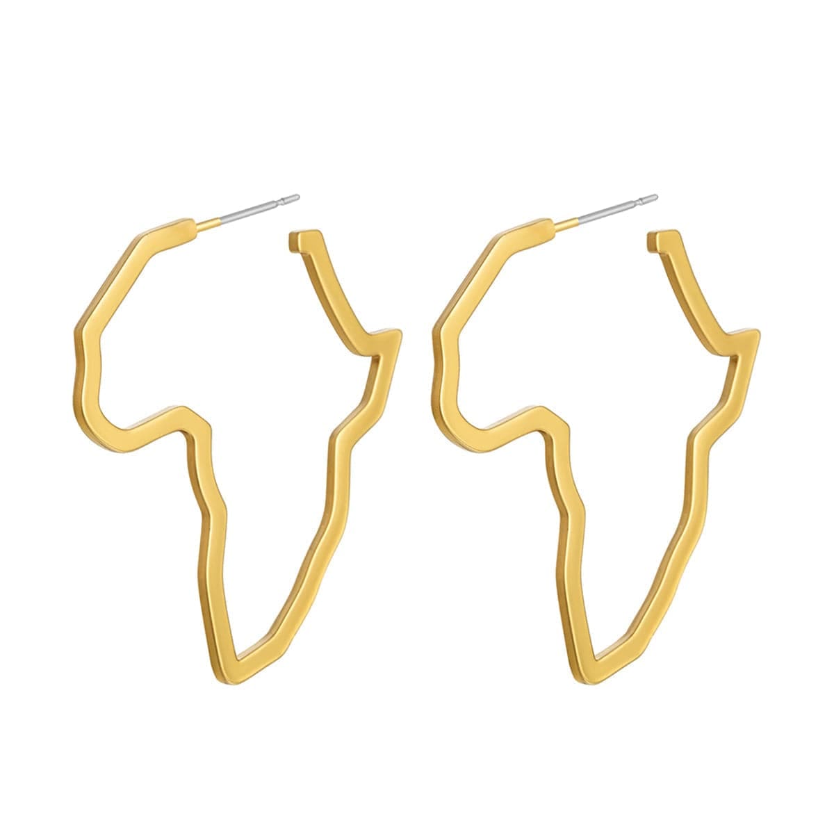 Goldtone Open Africa Map Hoop Earrings