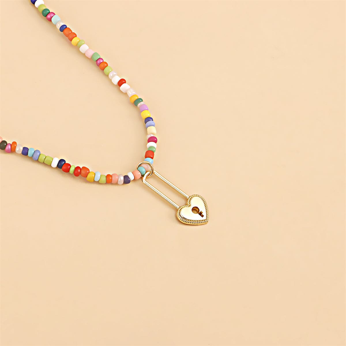Multicolor Howlite & Pearl Goldtone Heart Pendant Necklace Set