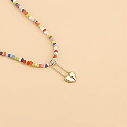 Multicolor Howlite & Pearl Goldtone Heart Pendant Necklace Set