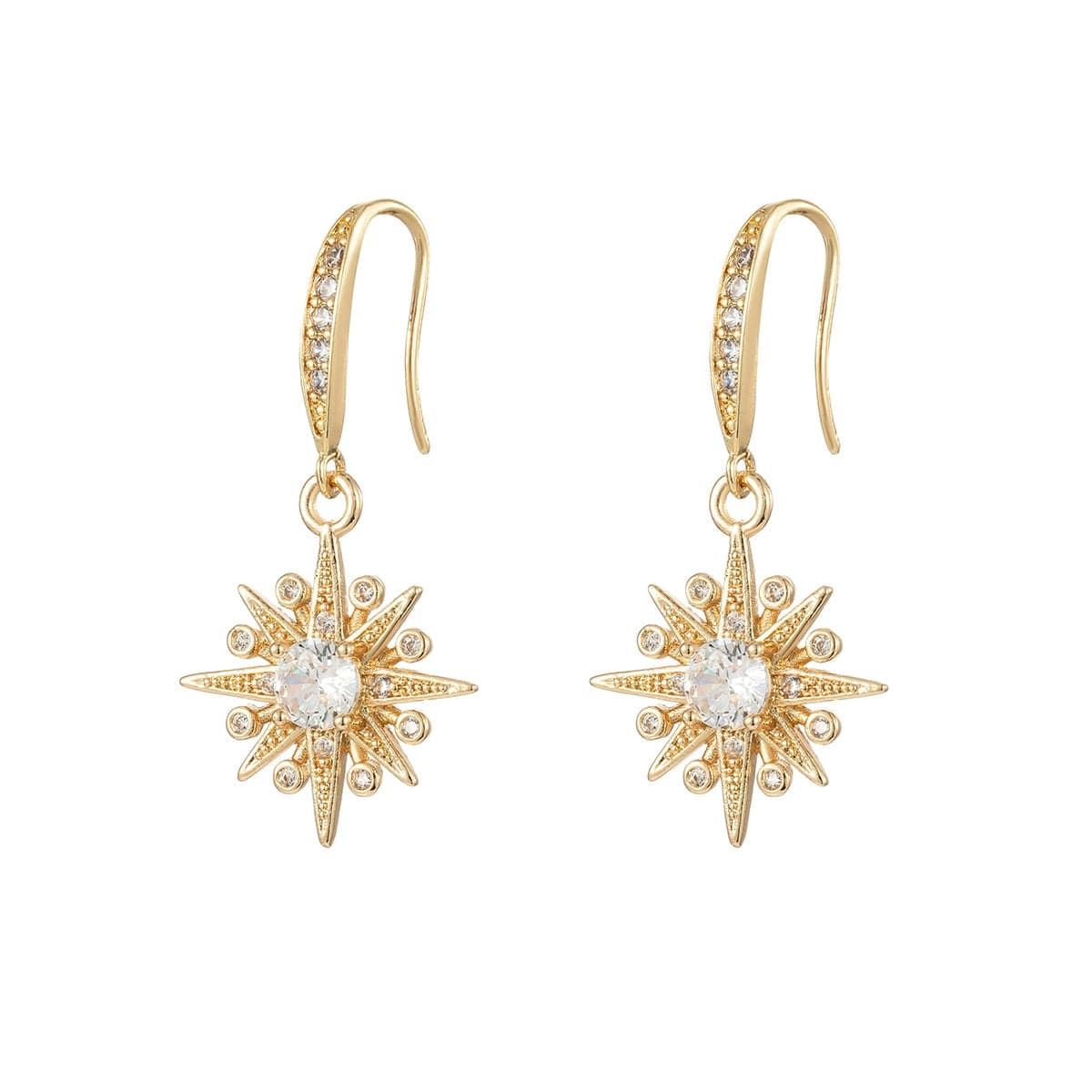 Crystal & Cubic Zirconia Goldtone Star Hook Earrings